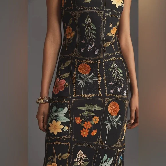 Anthropologie Tie-Neck Column Midi Dress - Picture 4 of 6